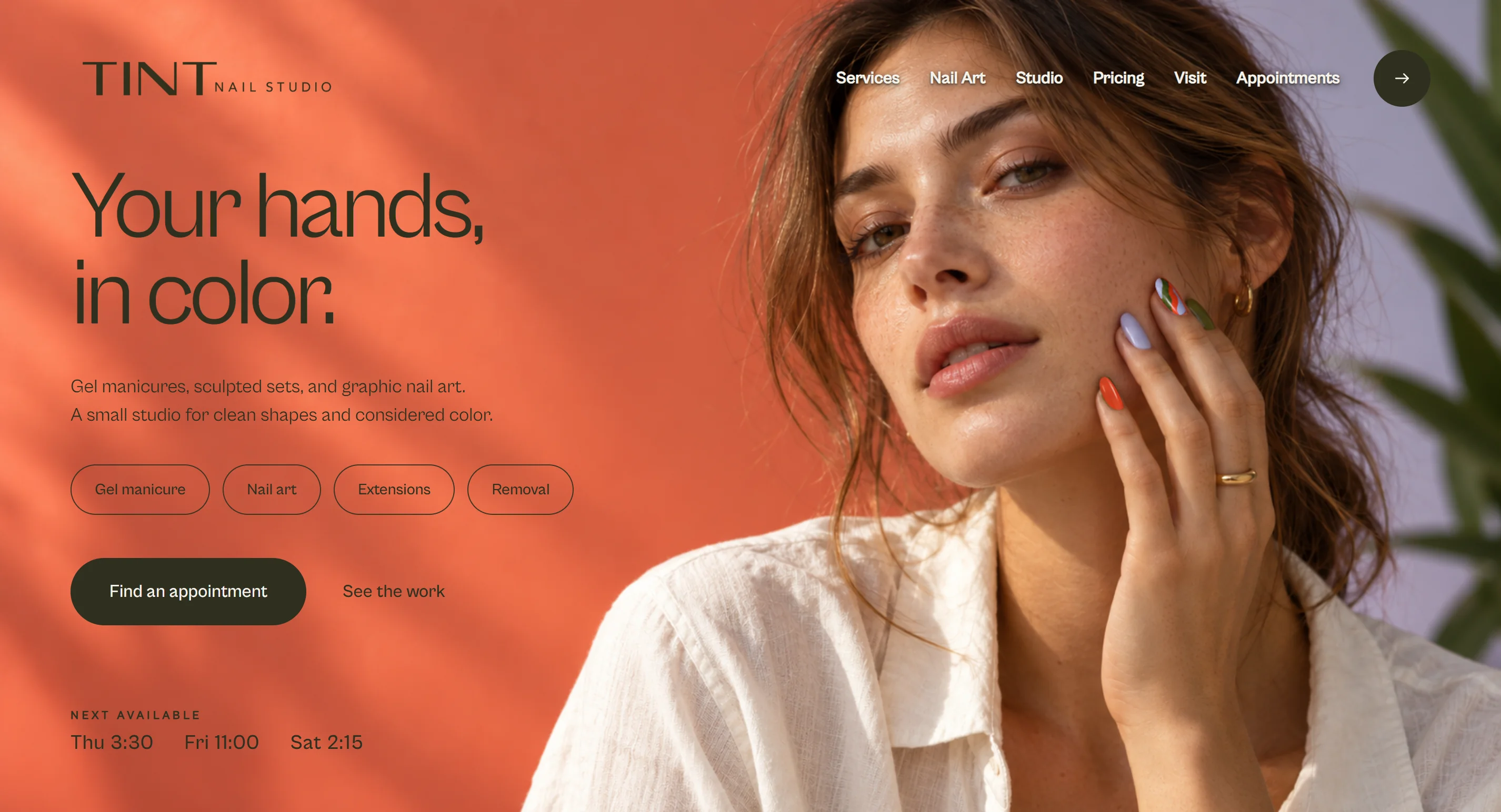 TINT nail studio website concept